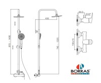 MEDIDAS COLUMNA MONOMANDO DUCHA BORRAS